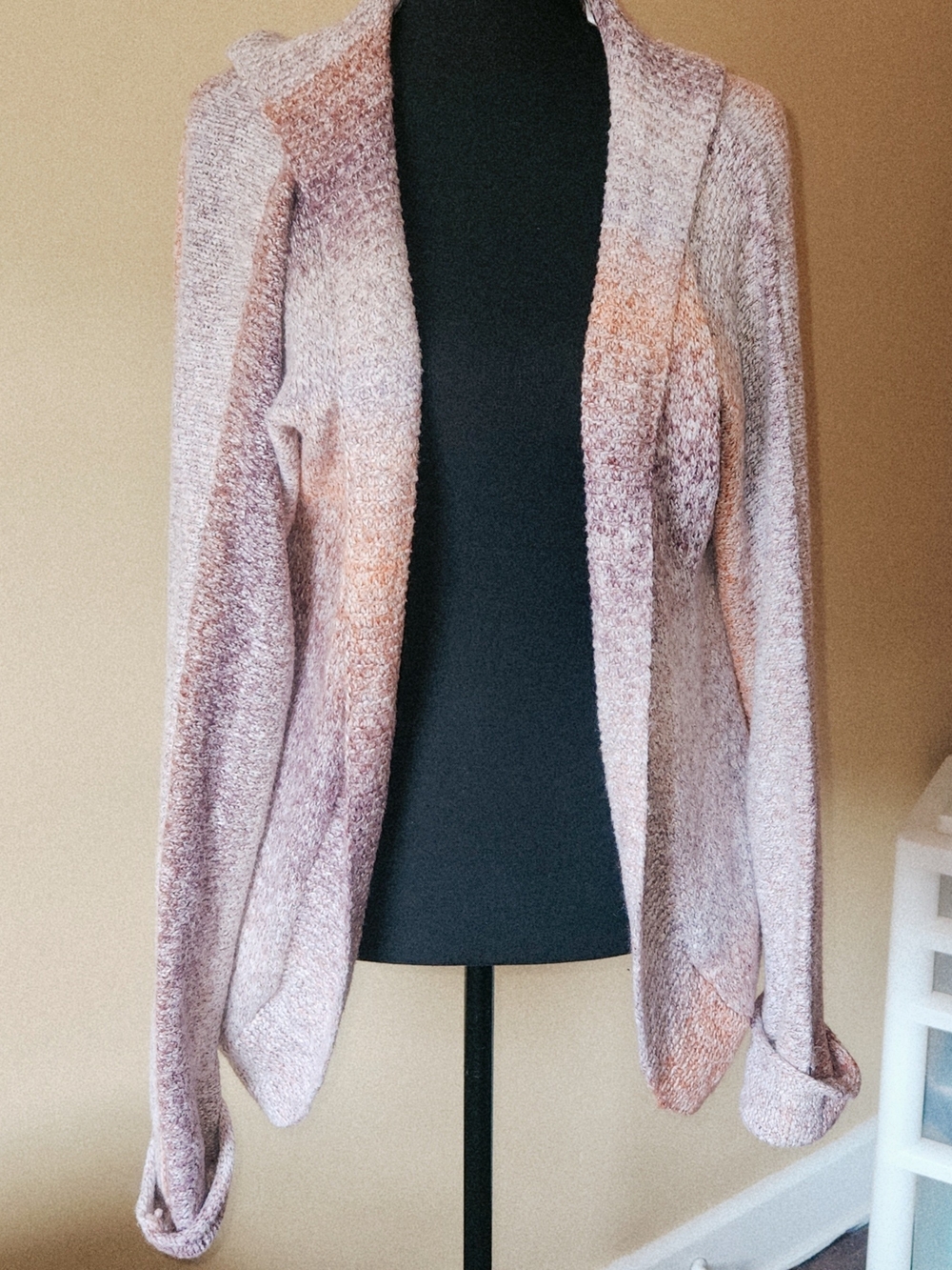 Cynthia Rowley Heathered Pink-Lavender Open Front Hooded Cardigan
